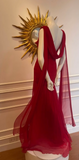 Elegant Mermaid Scoop Neck Pink Chiffon Long Prom Dresses Party Dress Summer 20th Birthday Outfits 18th Birthday Dresses HZ1121