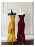 Elegant High Low Spaghetti Straps Sleeveless Long Evening Party Gowns Evening Formal Dresses Prom Dress HZ1121
