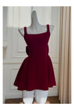 Cute A line Square Neck Short Burgundy Formal 8th Grade Homecoming Dresses Summer Middle School Hoco Dress Homecoming Outfits HZ1121