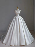 Princess Bridal Dress Ball Gown Strapless Sleeveless Satin White Wedding Dresses Elegant Bridal Gowns HZ1121