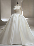 Princess Bridal Gown Ball Gown Off The Shoulder White Short Sleeves Long Wedding Dresses Elegant Bridal Gowns HZ1121