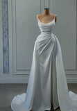 Simple Bridal Gown Mermaid Spaghetti Straps White Sleeveless Long Wedding Dresses Elegant Bridal Gowns HZ1121