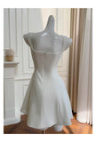 Cute A line Square Neck Short White Formal 8th Grade Homecoming Dresses Summer Middle School Hoco Dress Homecoming Outfits HZ1121