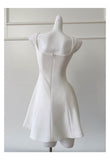 Cute A line Square Neck Short White Formal 8th Grade Homecoming Dresses Summer Middle School Hoco Dress Homecoming Outfits HZ1121