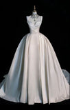 Princess Bridal Dress Ball Gown Sweetheart Sleeveless Satin White Wedding Dresses Elegant Bridal Gowns HZ1121