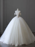 Timeless Bridal Gown Ball Gown Off The Shoulder White Tulle Sequin Long Wedding Dresses Elegant Bridal Gowns HZ1121