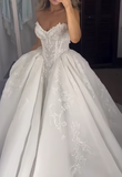Princess Bridal Dress Ball Gown Sweetheart Sleeveless Satin White Lace Wedding Dresses Pretty Bridal Gowns HZ1121