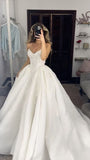 Princess Bridal Dress Ball Gown Sweetheart Sleeveless Satin White Lace Wedding Dresses Pretty Bridal Gowns HZ1121