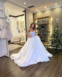 Princess Bridal Dress Ball Gown Sweetheart Sleeveless Satin White Lace Wedding Dresses Pretty Bridal Gowns HZ1121