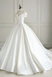 Timeless Bridal Gown Ball Gown Off The Shoulder White Satin Long Wedding Dresses Elegant Bridal Gowns HZ1121
