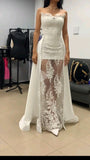 Princess Bridal Dress Sheath Sweetheart Sleeveless Lace White Wedding Dresses Pretty Bridal Gowns HZ1121