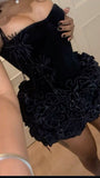 Sexy Sheath Halter Black Sleeveless Mini Short Formal 8th Grade Homecoming Dresses Summer Middle School Hoco Dress Homecoming Outfits Birthday Outfit HZ1121