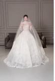 Modest Turtleneck Ball Gown Lace Applique Wedding Dress Elegant Long Sleeve Bridal Dress HZ1121