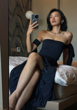 Sexy Off-the-shoulder Sheath Chiffon Evening Dresses Black Birthday Dresses HZ1121