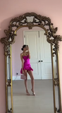 Sexy Strapless Sheath Satin Short Prom Dresses Fuchsia Homecoming Dresses Birthday Dresses HZ1121