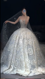 Timeless Sweetheart Neck Ball Gown Tulle Applique Wedding Dress, White Bridal Gowns HZ1121