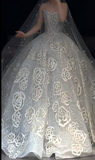 Timeless Sweetheart Neck Ball Gown Tulle Applique Wedding Dress, White Bridal Gowns HZ1121