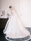 Timeless Strapless Ball Gown Satin Wedding Dress, White Bridal Gowns HZ1121
