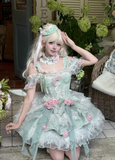 Sweet Off-the-shoulder Ball Gown Tulle Birthday Dress Light Green Lolita Dress HZ1121