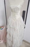 Princess Bridal Dress Ball Gown Strapless Sleeveless Lace White Appliques Wedding Dresses Pretty Bridal Gowns HZ1121