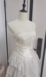 Princess Bridal Dress Ball Gown Strapless Sleeveless Lace White Appliques Wedding Dresses Pretty Bridal Gowns HZ1121