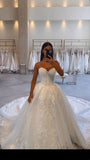 Classic Bridal Gown Ball Gown Sweetheart Lace White Wedding Dresses Minimalist Bridal Gowns HZ1121