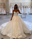 Classic Bridal Gown Ball Gown Sweetheart Lace White Wedding Dresses Minimalist Bridal Gowns HZ1121