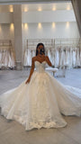 Classic Bridal Gown Ball Gown Sweetheart Lace White Wedding Dresses Minimalist Bridal Gowns HZ1121