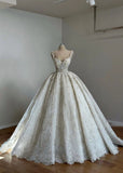 Classic Bridal Gown Ball Gown Spaghetti Straps Sequin White Wedding Dresses Minimalist Bridal Gowns HZ1121