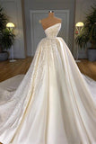 Classic Bridal Gown Ball Gown One Shoulder Satin White Wedding Dresses Minimalist Bridal Gowns HZ1121