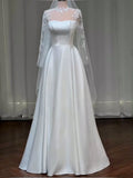 Classic Bridal Gown Ball Gown White Satin Wedding Dresses Minimalist Bridal Gowns HZ1121