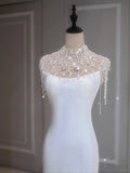 Ethereal Wedding Dress Mermaid High Neck Long White Wedding Dresses Bridal Gowns HZ1121