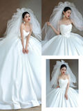 Pretty Wedding Dress Ball Gown Sweetheart White Satin Wedding Dresses Bridal Gowns HZ1121