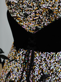 Elegant Glamour Ball Gown Strapless Black Sequin Long Prom Dresses Party Dress Evening Dress HZ1121