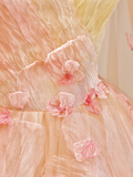 Elegant Glamour Ball Gown Strapless Tulle Pink Floral 21st Birthday Dresses Evening Gown Birthday Outfits Evening Dress For Women HZ1121
