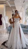 Classic Bridal Gown A line Square Lace White Summer Long Wedding Dresses Minimalist Bridal Gowns HZ1121