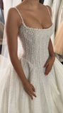 Pretty Wedding Dress Ball Gown Spaghetti Straps Sequin White Wedding Dresses Bridal Gowns HZ1121