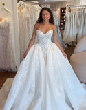 Classic Brides Dress Ball Gown Sweetheart Lace White Wedding Dresses Minimalist Bridal Gowns HZ1121