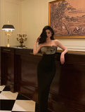 Modest Sheath Strapless Black Satin 21st Birthday Dress Party Gown Birthday Outfits Birthday Dress Ideas For Women HZ1121
