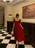 Modest A line Short Sleeves Red 21st Birthday Dress Party Gown Birthday Outfits Birthday Dress Ideas For Women HZ1121
