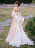 Classic Bridal Gown Mermaid Off The Shoulder Sequin White Wedding Dresses Minimalist Bridal Gowns HZ1121