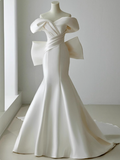 Ethereal Wedding Dress Ball Gown Off The Shoulder Satin Wedding Dresses Bridal Gowns HZ1121
