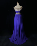 Elegant Glamour A Line Royal Blue Chiffon Long Prom Dress Party Dress Evening Dresses HZ1121
