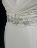 Classic Bridal Gown A line V Neck Chiffon Beads White Wedding Dresses Minimalist Bridal Gowns HZ1121
