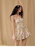Cute Ball Gown Spaghetti Straps Floral Satin Short Summer Birthday Dress Hoco Dress Birthday Outfit 23rd Birthday Mini Party Dresses HZ1121