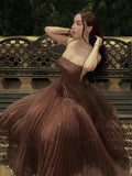 Cute A line Spaghetti Straps Tulle Long Summer Birthday Dress Prom Dress Birthday Outfit 23rd Birthday Party Dresses HZ1121