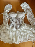 Cute A line Sweetheart Short Lace White Summer Birthday Dress Hoco Dress Mini Birthday Outfit 23rd Birthday Party Dresses HZ1121