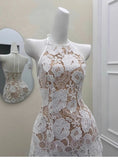 Cute A line Halter Short Satin Ivory Summer Birthday Dress Hoco Dress Mini Birthday Outfit 23rd Birthday Party Dresses HZ1121