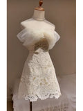 Cute A line Off The Shoulder White Summer Lace Homecoming Dress Hoco Dress Mini 20th Birthday Outfit Cocktail Dresses HZ1121