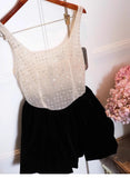 Cute A line Square Black Summer Homecoming Dress Velvet Hoco Dress Mini 18th Birthday Outfit Cocktail Dresses HZ1121